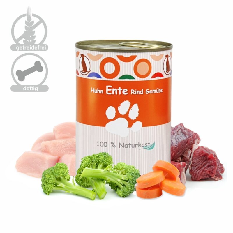 nassfutter für hunde ente